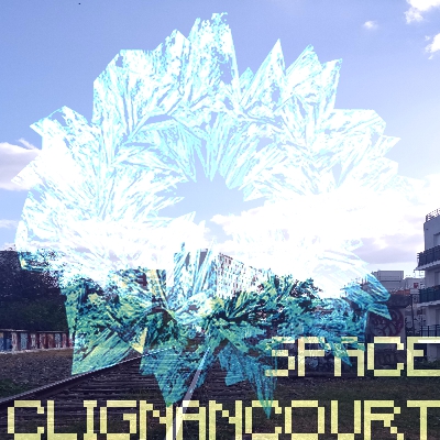 Logo de Space Clignancourt, musique électronique avec des instruments acoustiques et visuels.